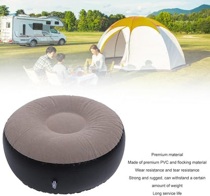 ZJchao Pouf Ottoman, Outdoor Ottoman, Inflatable Foot Rest, Inflatable Flocking Stool Multipurpose Lightweight Round Portable Inflatable Stool for Travel Camping Outdoor Activities
