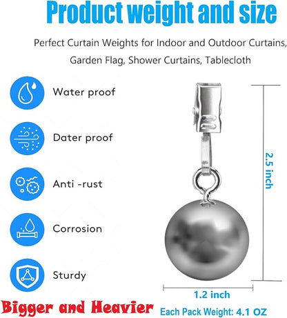 20 Pack Heavy Duty Curtain Weights for Outdoor, Stainless Steel Drapery Clip Keepping Curtain Panel Straight, Keep Outdoor Curtain Flag from Waving, Help Weigh Down Sun Curtain Tablecloth Garden Flag