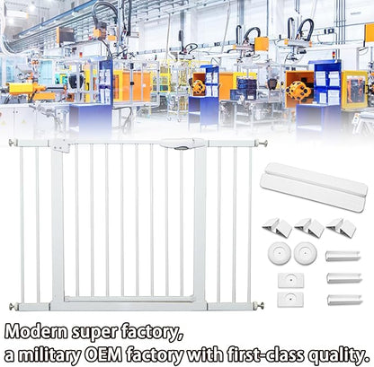 115“-134.6" Wide Baby Gate for Stairs, Mom's Choice Awards Winner-Self Closing Dog Gate Indoor for Doorways, No Drilling Pressure Mounted Pet Gates for Kids, Easy Walk Through Safety Gate, White.