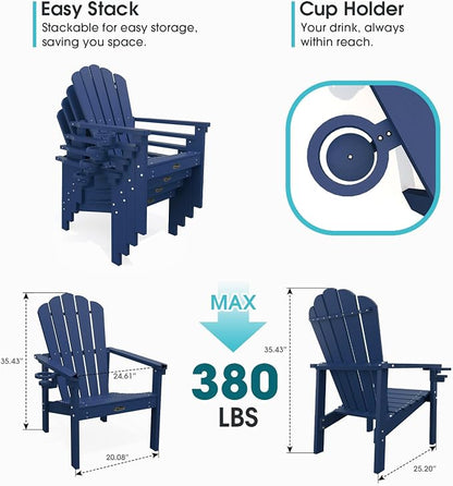 THOEOE Stackable Adirondack Chair Set of 4, Fire Pit Chairs Set of 4 | HDPE - Image 2