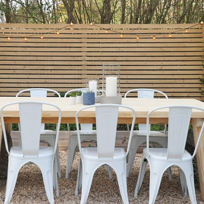 FDW | Set of 4 Metal Dining Chairs | Cream | Stackable Tolix Side Chairs - Image 6