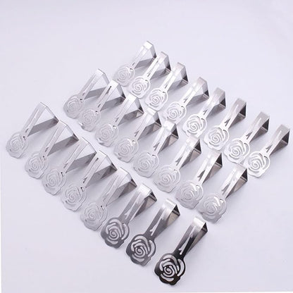24 Pack Tablecloth Clips for Outdoor Thick Tables, Picnic Table Cloth Holder Clip Indoor, Table Cloth Holder Clips for Party Wedding Home Restaurant Camping (1, Rose Triangle)