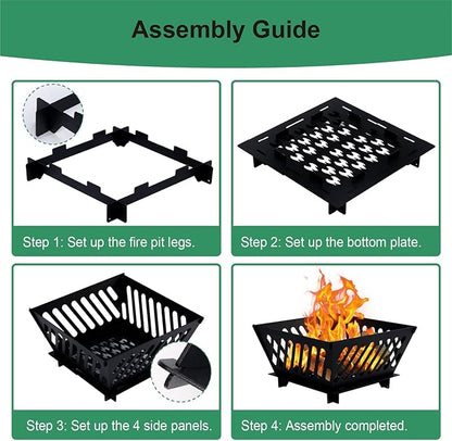 25 inch Portable Fire Pit for Outside Collapsible Plug Fire Pit Suitable for Camping, Picnics, Courtyards, Garden Bonfires and Outdoor Firewood with Storage Bag