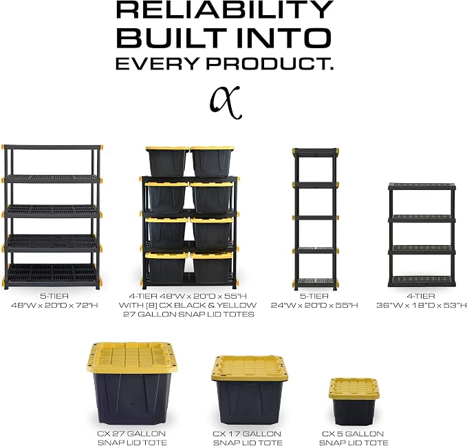 CENTREX 5-Tier Heavy Duty Plastic Storage Shelves - Image 4