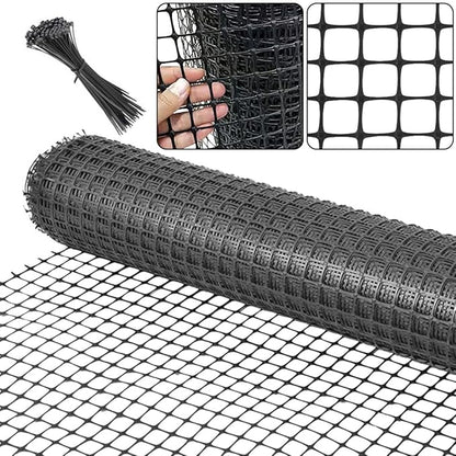 Plastic Garden Fence Animal Barrier,3.28 x 66 FT Heavy Duty Hard Plastic Mesh Fencing,Reusable Safety Temporary Fence Roll with Zip Ties,Snow Fence for Pool Deer Rabbit Chicken Dog Poultry-Black
