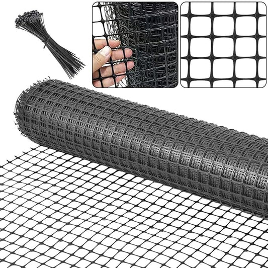 Plastic Garden Fence Animal Barrier,3.28 x 66 FT Heavy Duty Hard Plastic Mesh Fencing,Reusable Safety Temporary Fence Roll with Zip Ties,Snow Fence for Pool Deer Rabbit Chicken Dog Poultry-Black