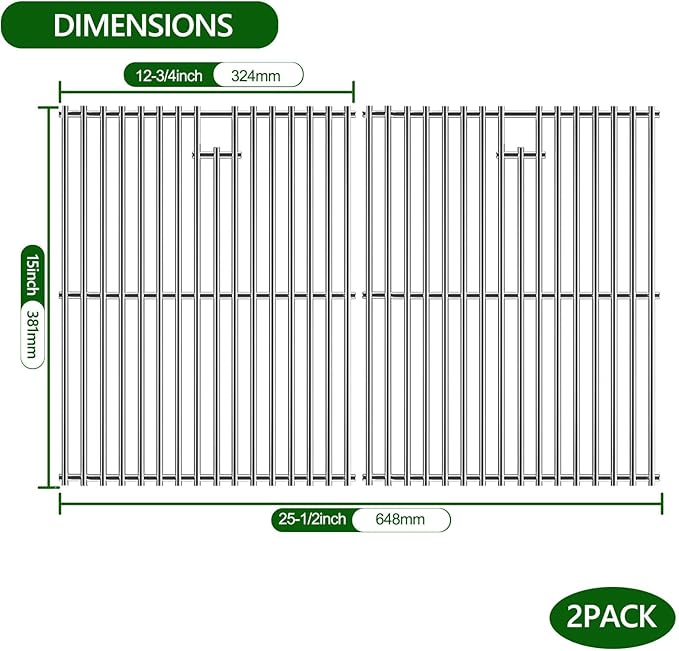 15 Inch Grill Cooking Grates Replacement, Stainless Steel Grill Grates for Select Gas Grill Models by Broil King, Broil-Mate, Huntington and Sterling Gas Grill