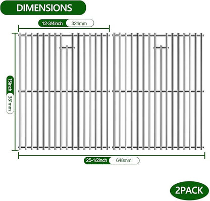 15 Inch Grill Cooking Grates Replacement, Stainless Steel Grill Grates for Select Gas Grill Models by Broil King, Broil-Mate, Huntington and Sterling Gas Grill