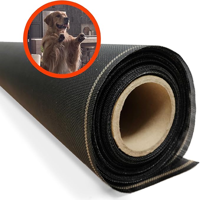 Pet & Weather Resistant Insect Screen - 17/14 Super Screen (120 in x 100 ft) - Mesh Screen for Patio Porch Pool Cage & Lanai - Replacement Screen Roll, Black - Dog & Cat Proof Screens for Windows