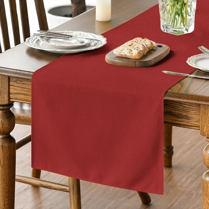 Artoid Mode Red Table Runner, Seasonal Christmas Washable Kitchen Dining Table Decoration for Home Party Decor 13x60 Inch