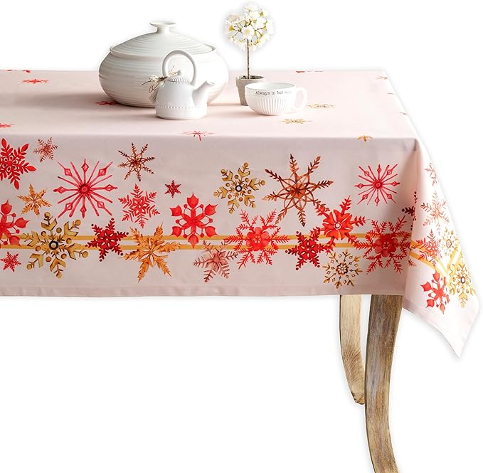 Maison d' Hermine Table Cloth Rectangle Table 100% Cotton 54 x 72 Inches Fall Tablecloth Reusable Everyday Use for Thanksgiving Christmas Decorations Dining Farmhouse Party (Crystal Star)