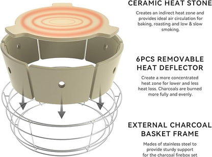 onlyfire Stainless Steel Charcoal Ash Basket, Charcoal Firebox Set with Heat Deflector for Weber 22-inch Kettle Charcoal Grills