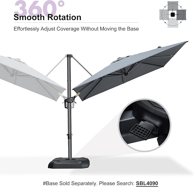 PURPLE LEAF Outdoor Umbrella 8' x 8' Square Premium Protection Light Grey | - Image 6