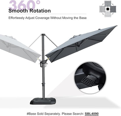 PURPLE LEAF Outdoor Umbrella 8' x 8' Square Premium Protection Light Grey | - Image 6