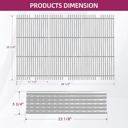 54911 Cooking Grid Grates with 94091 Heat Plate Replacement for Viking VGBQ 30" T Series, VGBQ 40 T SER, VGBQ410-3RE, VGIQ410-3RE, VGBQ 41'T,VGBQ300T,VGBQ0302T, VGBQ3002RT Grill Parts