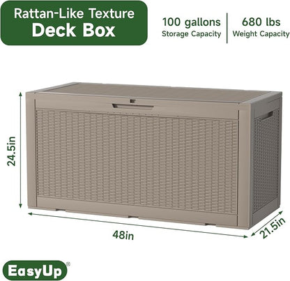 120 Gallon Outdoor Deck Box, Resin Waterproof Storage Box - Image 2