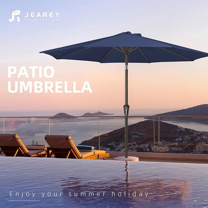 JEAREY 9FT Outdoor Patio Umbrella, Market Umbrella, Deep Blue | Outdoor Table - Image 7