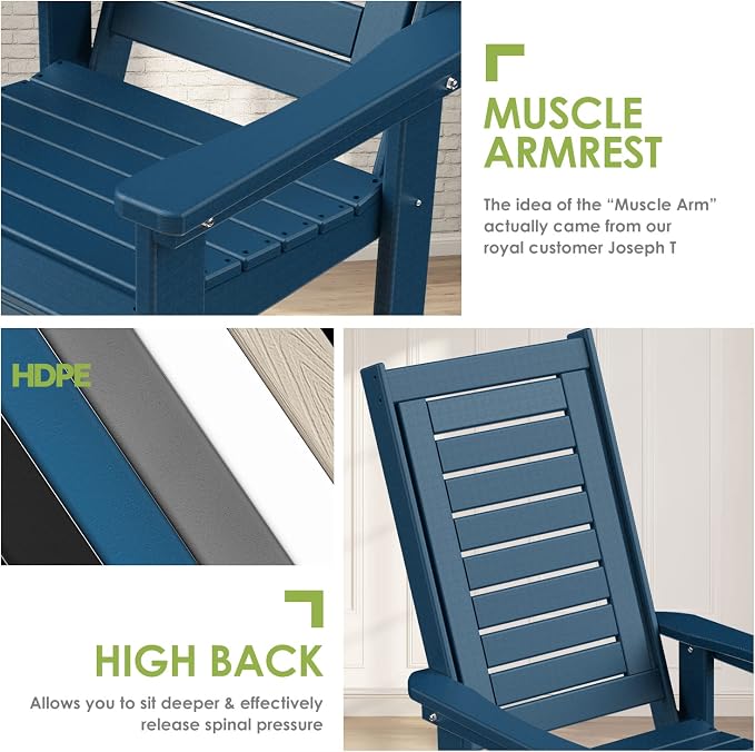 GREENVINES Oversized Outdoor Rocking Chair, HDPE Rocker - Image 7