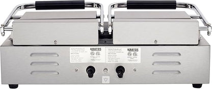 Kratos Commercial Electric Panini Sandwich Grill with Grooved Top and Smooth Bottom Plates, 18.7"x9" Cooking Surface, Commercial Countertop Panini Press, 120V, 3500W (29Y-025)