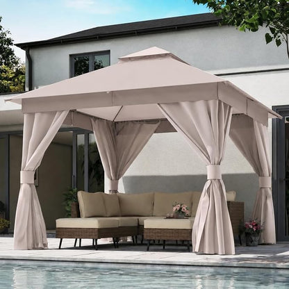 10'x10' Outdoor Gazebo, Metal Frame Heavy Duty Patio Canopy Tent Shelter by LAUSAINTHOME