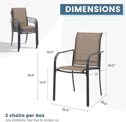 DIFY Patio Chairs Set of 6, Stackable Textilene Outdoor Dining Chairs - Image 3