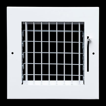 [2 Pack] Fits 6x6 Duct Opening Steel Adjustable Air Supply Grille by Handua | Register Vent Cover Grill for Sidewall and Ceiling | White | Outer Size: 7.75" X 7.75"