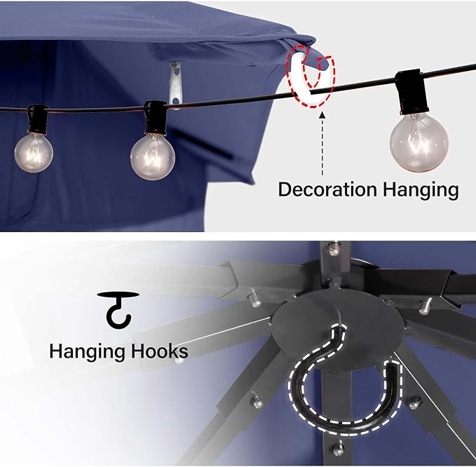 10'x20' Outdoor Gazebo with 100FT String Lights, Metal Heavy Duty Patio Canopy - Image 4