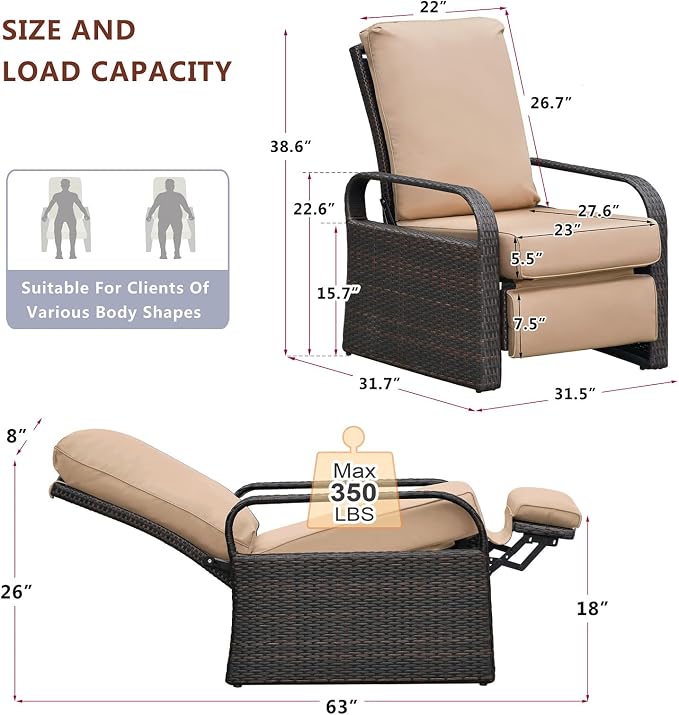Outdoor Wicker Recliner Chair - Image 2