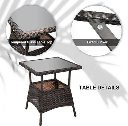 3 pcs Rocking Bistro Set Conversation Chairs PE Wicker Outdoor Rocking Chairs & - Image 6