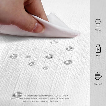 BALCONY & FALCON Rectangle Tablecloth Washable Wrinkle Resistant and Water Proof Table Cloth Decorative Linen Fabric Tablecloths for Dining Parties Kitchen Wedding and Outdoor Use (White, 55x70)