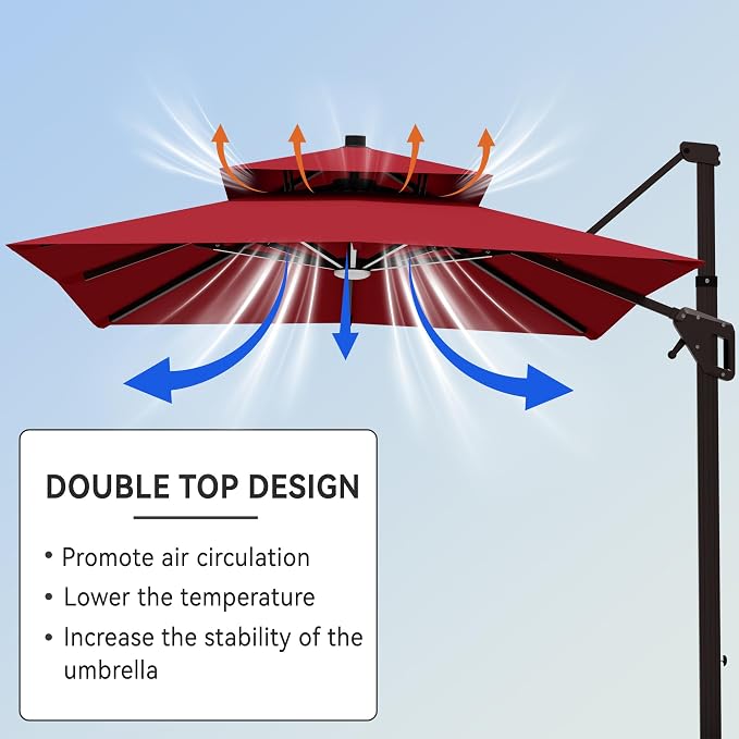 9' X 12' Cantilever Patio Outdoor Umbrella - Image 7