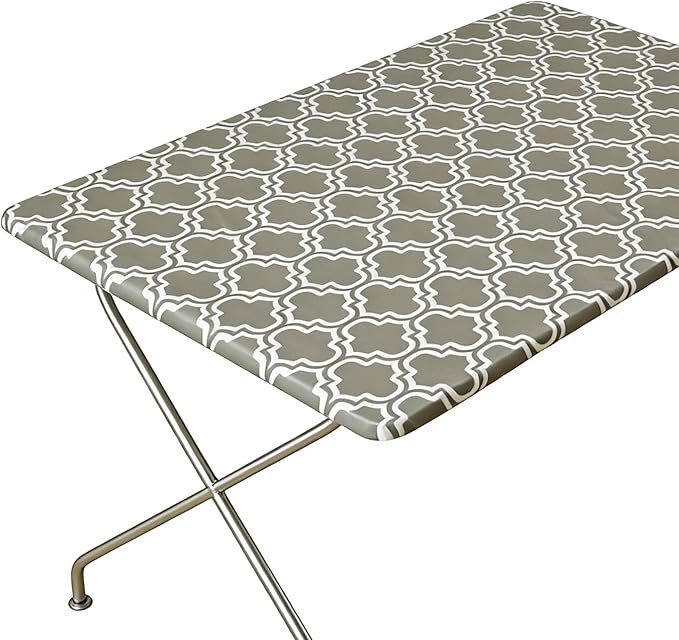 Rectangle Picnic Table Cloth, Elastic Waterproof Fitted Vinyl Tablecloths for 5 Foot Tables, Wipeable Flannel Backed Table Covers for Dining, Camping, Outdoor(Grey,36"x60")