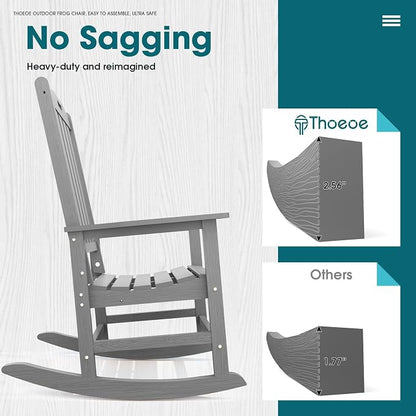 THOEOE Outdoor Rocking Chairs Set of 2, Oversized Patio Rocking Chair | HDPE - Image 6