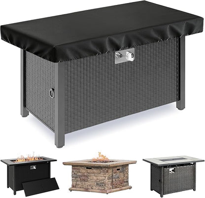 Outdoor Fire Pit Cover Rectangular, 44"L x 26"W x 4"H Waterproof Fire Pit Cover for Rectangular Fire Pit Tables, Industrial-Grade 3-Layer Structure 600D Fabric, UV Proof & Tear-Resistant Cover