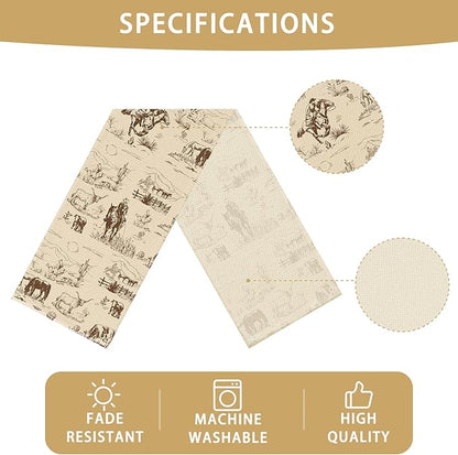Cowboy Farm Table Runner Seasonal Spring Fall Kitchen Dining Linen Table Decoration for Indoor Outdoor Home Party Dinner 13x72 Inch