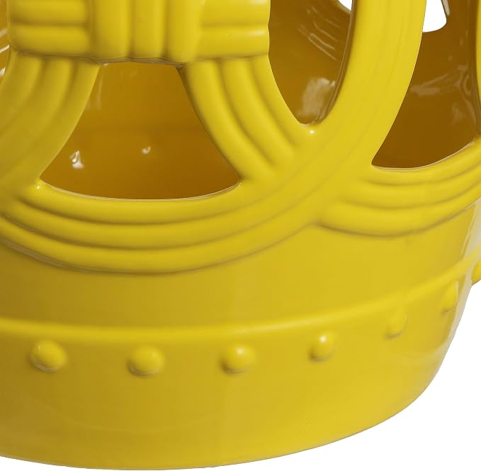 JONATHAN Y Lucky Coins 16" Ceramic Garden Stool Side Table, Matte Yellow | - Image 8
