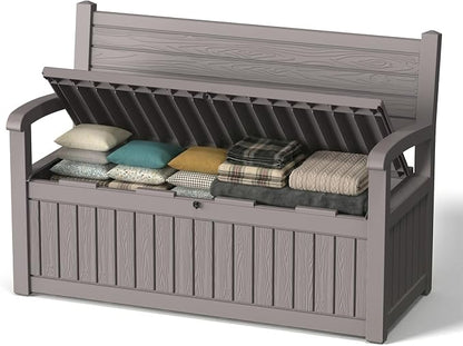 120 Gallon Outdoor Storage Bench, Lockable Patio Storage Bench, by KFY