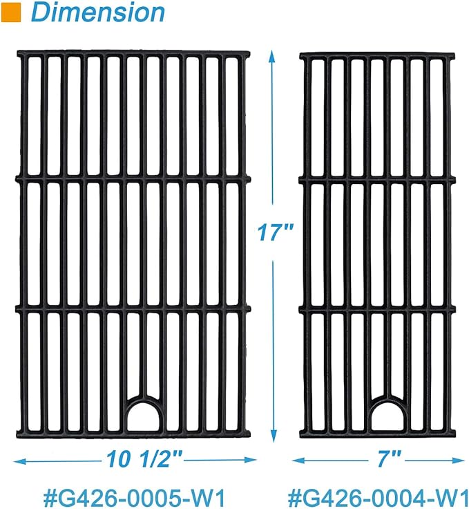 Grill Parts for Charbroil Performance 2-Burner 463630021 463660421 463655621 463630422 463654022, 17 inch Cooking Grate, Burner and Heat Plate Parts for Charbroil Grill Replacement Parts