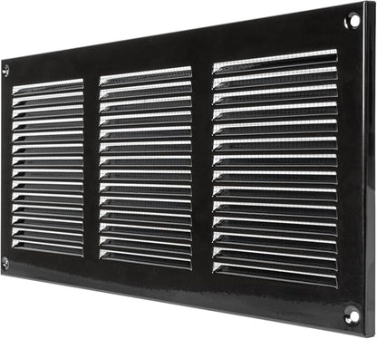 Repa Market 5-Pack 12x6 Inch Air Vent Cover/Black Galvanized Steel Louvered Grill Cover with Mesh Screen/Wall or Ceiling Vent/Durable Flush Mount HVAC Register for Indoor and Outdoor Ventilation