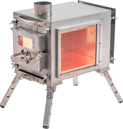 Rbm Outdoors Camping Stoves for Tents, Shelters, Yurts. Portable Wood Burning Folding Stove for Camp, Cooking Outdoor. Compact Folding Pipes Chimney (Caminus S)