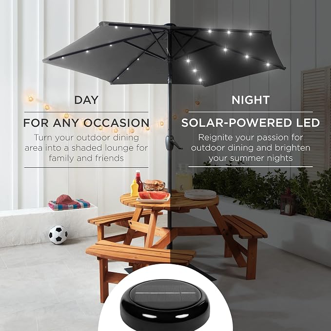 Best Choice Products 7.5ft Solar Umbrella LED Lighted Patio Umbrella, Table - Image 3