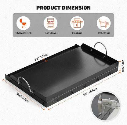 Onlyfire Universal BBQ Griddle with Handles for Most Grills, Ceramic Coated Non-stick Flat Top Griddle for Outdoor Cooking, 18"L x 12.6"W x 2.8"H "