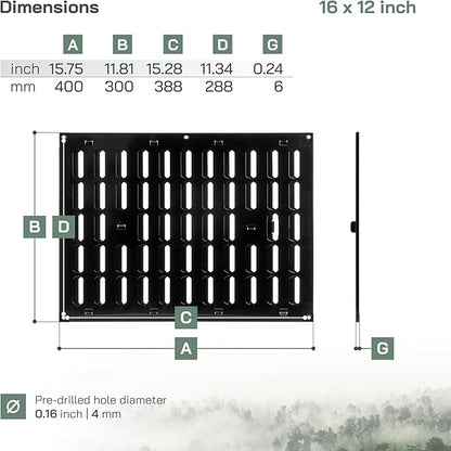 Vent Systems 16" x 12" Inch (Outer Dimensions) Metal Air Vent Grille - Black Adjustable Register Vent Cover - Open/Close Air Supply Intake Wall Vent - Heating/Cooling Ceiling Grille for House, Garage
