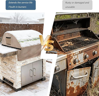 Built in Grill Cover for Lynx 36-Inch - Heavy Duty 600D Waterproof with Reflective Strips and Plush Lining,Protects The Built in Grill While Enhancing its Visual Appeal,25.5''L x 36''W x 26''H,Khaki