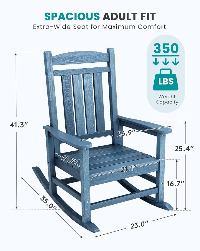 SERWALL Outdoor Rocking Chair Set of 2, Patio Rocking Chair, Porch Rocker - Image 2