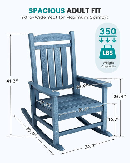 SERWALL Outdoor Rocking Chair Set of 2, Patio Rocking Chair, Porch Rocker - Image 2