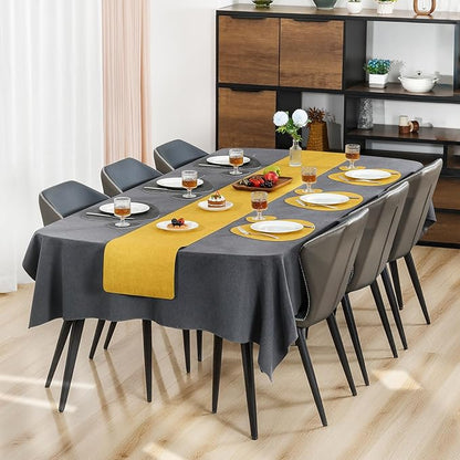 Placemats and Coasters, Washable Reversible Placemats Round Faux Leather Wipeable Place Mats Non Slip Heat Resistant Indoor Outdoor Table Mats (Set of 6, Gray Yellow)