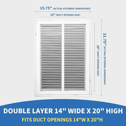 14x20 Return Air Grille [Duct Opening Size],Return Air Vent Cover for Wall Or Ceiling,Steel Return Air Filter Grilles Removable Face/Door for 1 Inch Filters (14"W x 20"H [Duct Opening])
