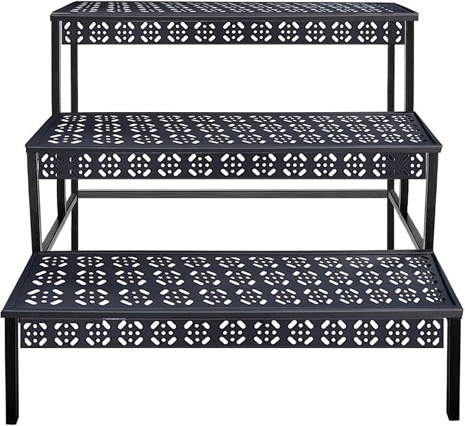 3-Tier Rectangular Metal Plant Stand, Ladder Flower Pot Rack | 3-tier stair by Garden4you