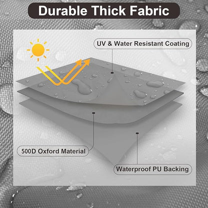PureFit Patio Furniture Covers, Outdoor Table Furniture Cover Waterproof Rectangle, Patio Sectional Couch Set Cover for Deck, Lawn and Backyard, UV Resistant, 74"L x 47"W x 28"H, Gray